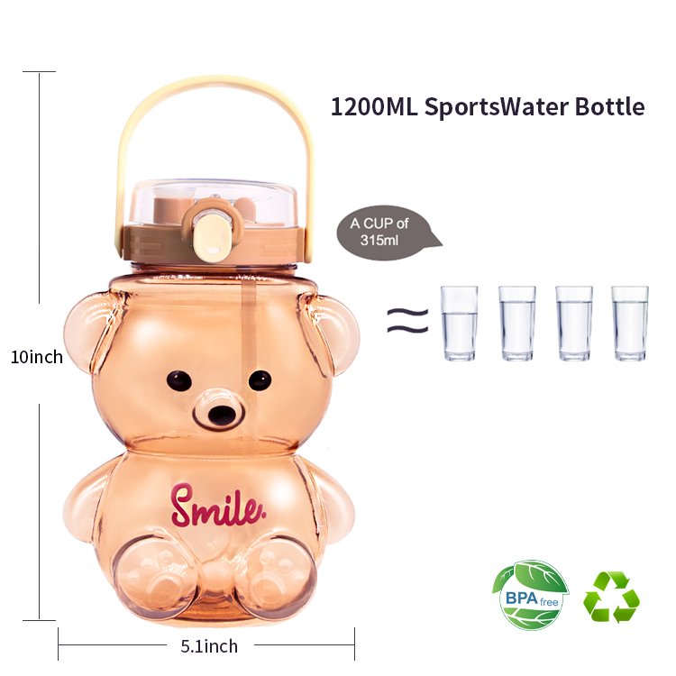 1000ml 32oz Asian Type Cheap Cute Plastic Water Bottle With Straw for Kids Students