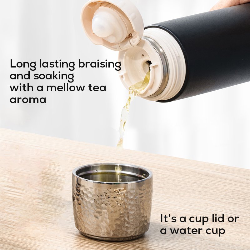 Custom Logo Business Stainless Steel Water Bottle Insulated Vacuum Flask With Titanium Tea Infuser