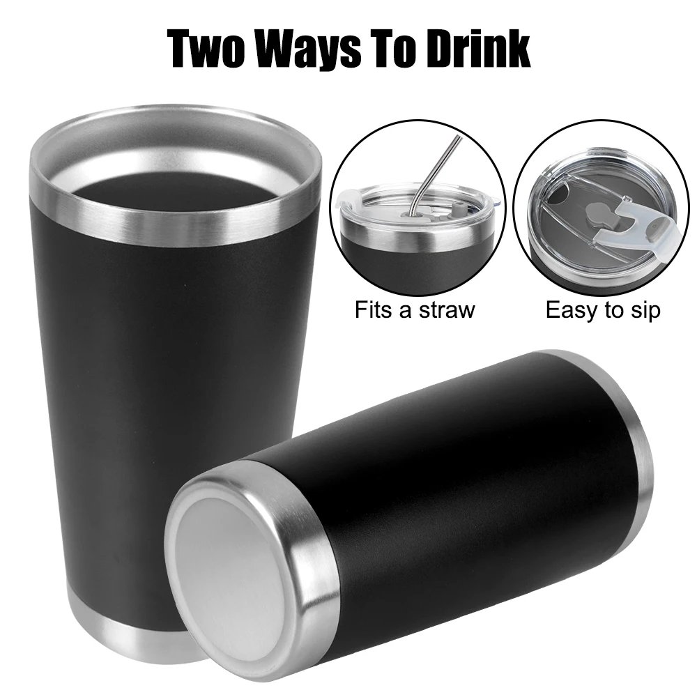 Powder coated 20oz double wall tumbler vacuum insulated stainless steel camping thermos travel beer mug