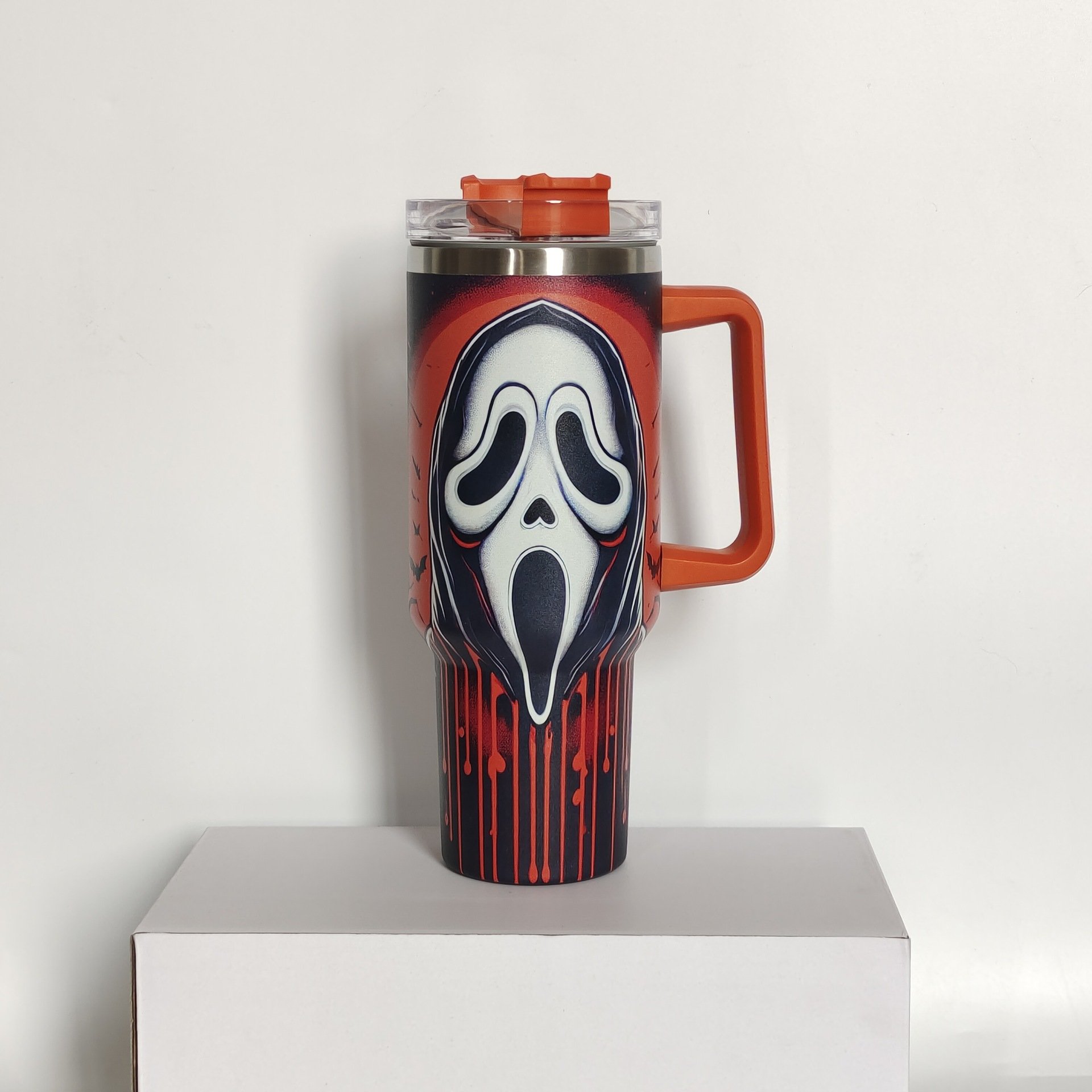 christmas gift custom design horror character halloween face insulated thermal stainless travel mug 40oz insulated handle