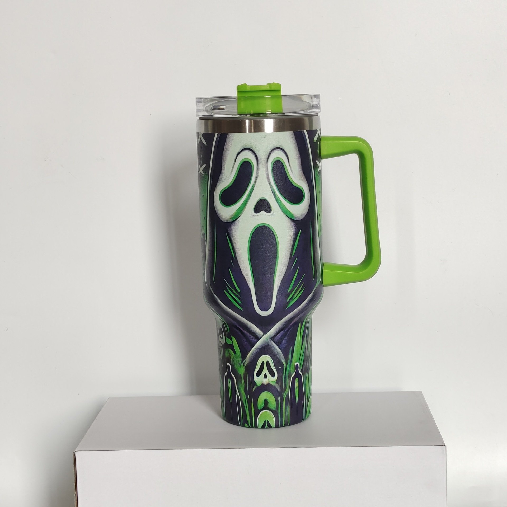 christmas gift custom design horror character halloween face insulated thermal stainless travel mug 40oz insulated handle