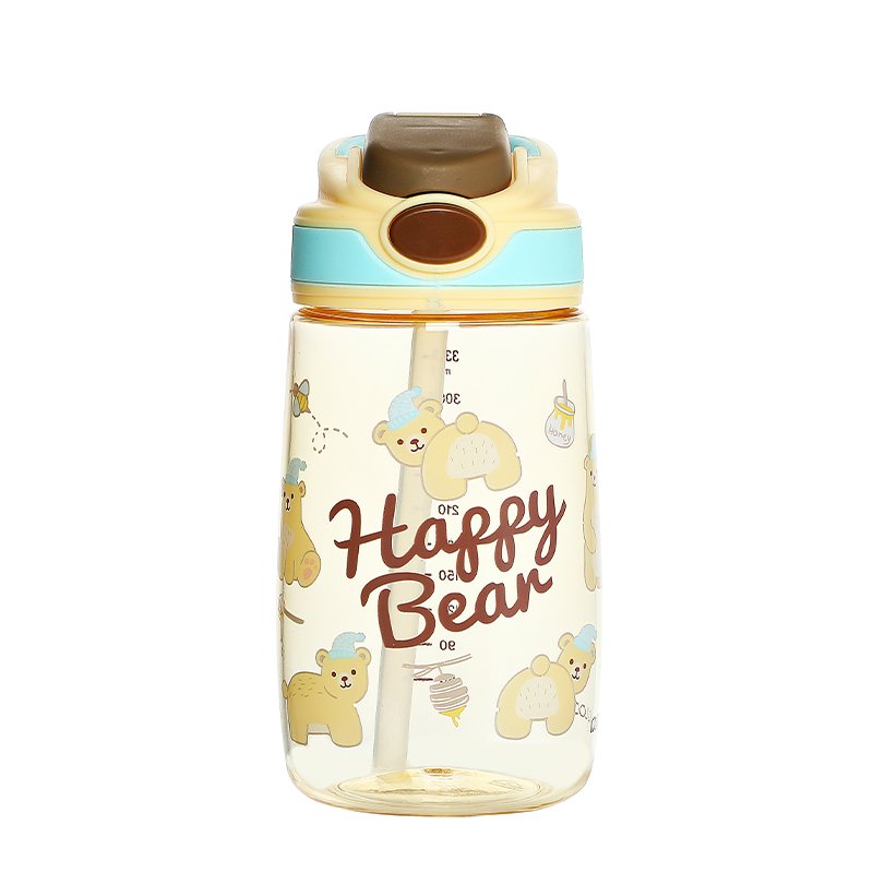Custom Logo Plastic Kids Cute Water Bottle With Straw Portable Hiking Drinking Water Bottles
