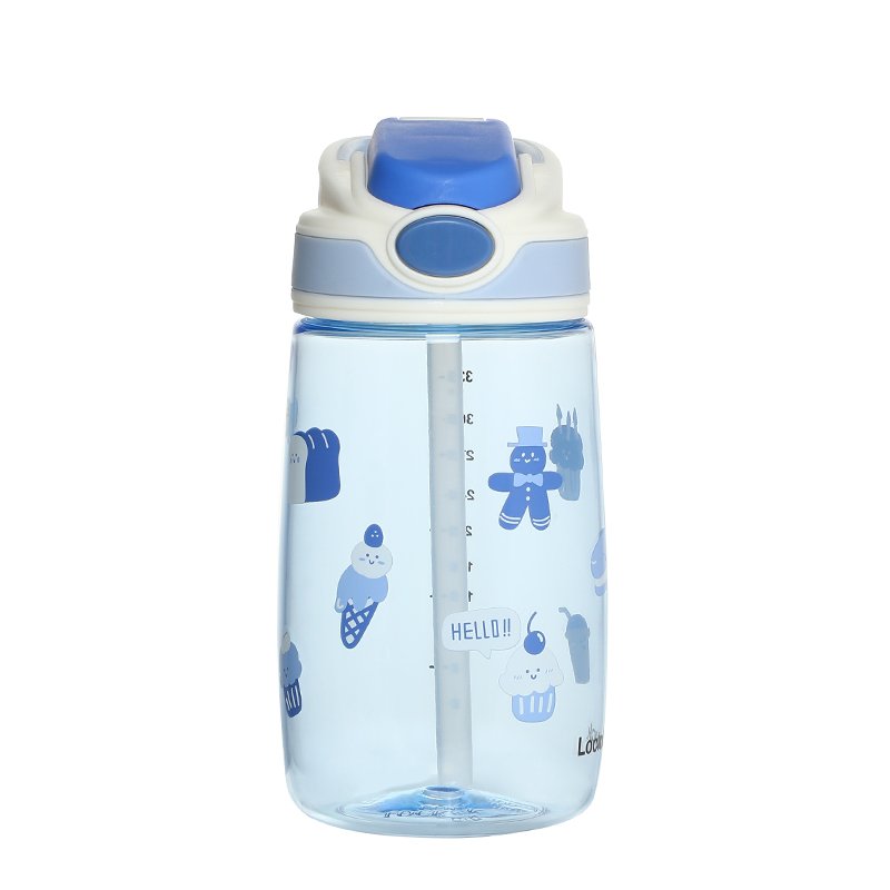 Custom Logo Plastic Kids Cute Water Bottle With Straw Portable Hiking Drinking Water Bottles