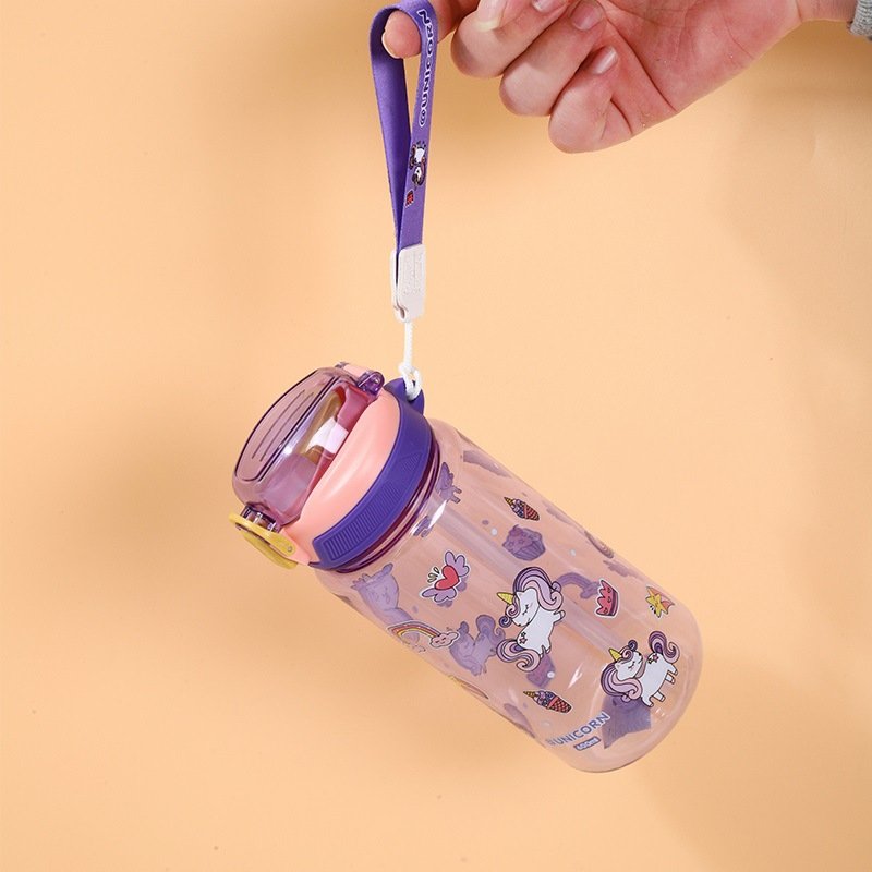 600ml Kids Water Bottle Straw Drinking Children Kids Drink School Cute Pattern Water Bottle