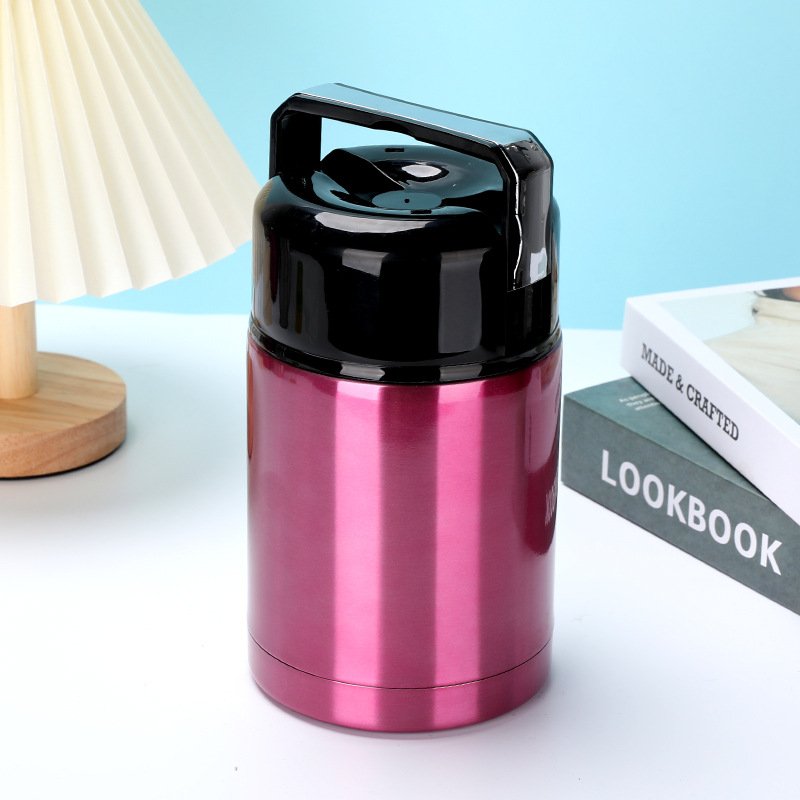 Custom 1L large capacity double wall vacuum insulated soup jar stainless steel braised beaker thermos food warmer container
