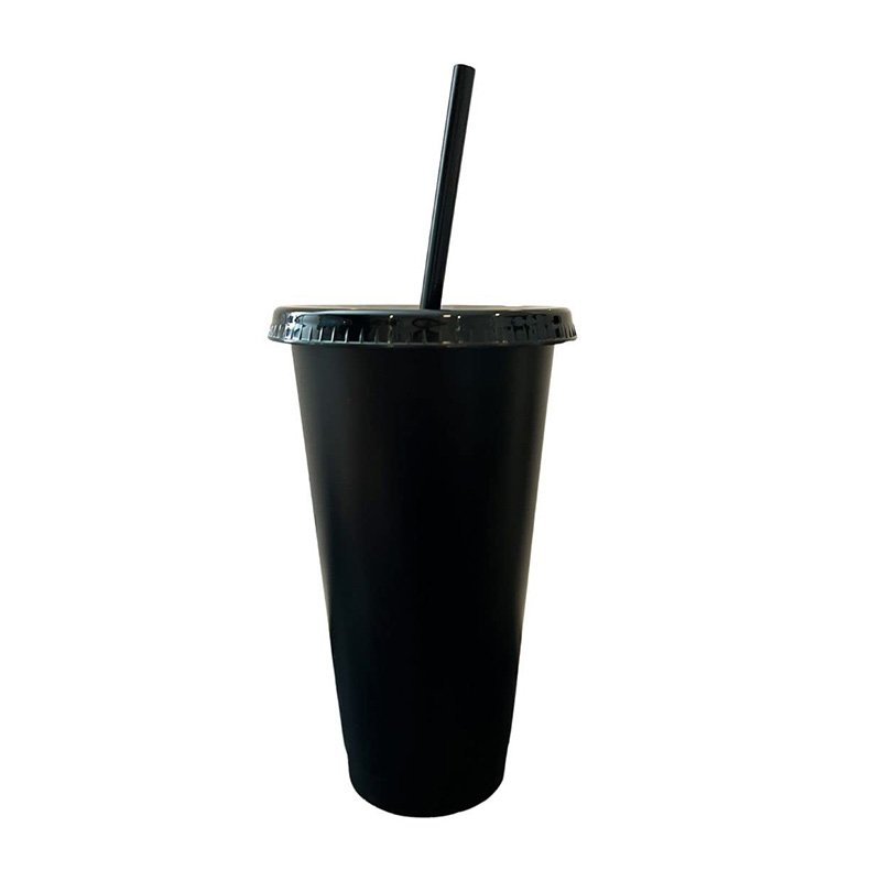 Black Party Hard Drinking Water Clear Plastic Cups With Lids And Straws