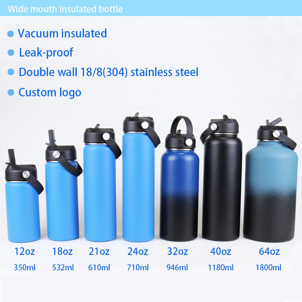 Gym Sport Double Wall Vacuum Flask Insulated Stainless Steel Drink Water Bottle With Custom Logo