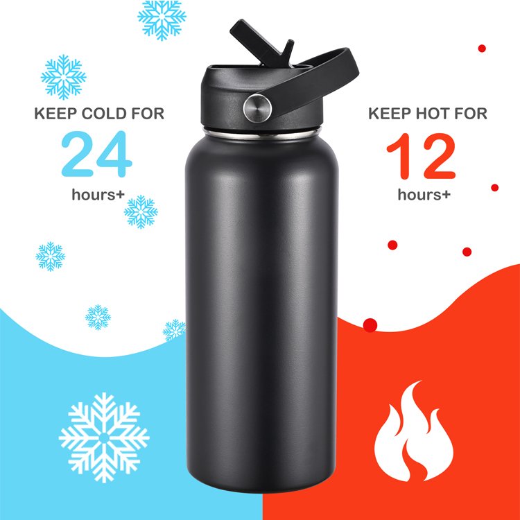 Gym Sport Double Wall Vacuum Flask Insulated Stainless Steel Drink Water Bottle With Custom Logo