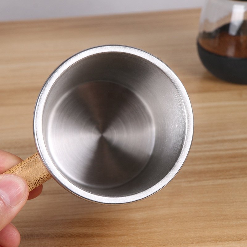 New Bamboo Shell Insulation Cup Double layer Stainless Steel Bamboo Mug with Handle Office Coffee Cup Home Water Cup