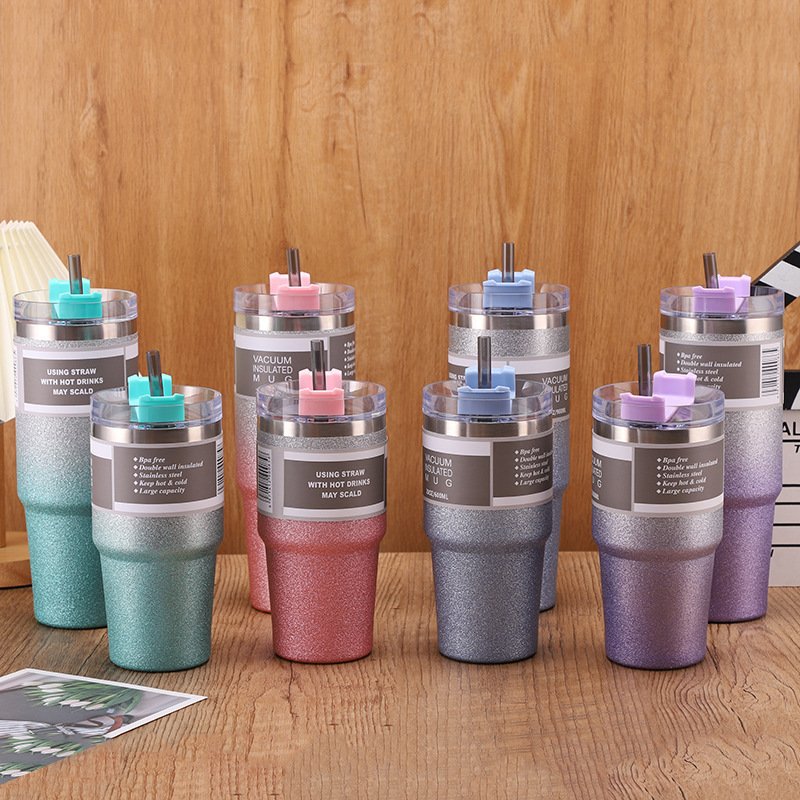 30oz Double Walled Stainless Steel Vacuum Insulation Diamond Coffee Tumbler For Driving Camping Vacuum Travel Mug Cup