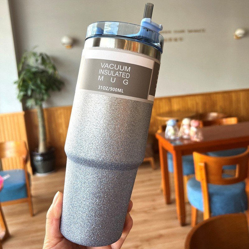 30oz Double Walled Stainless Steel Vacuum Insulation Diamond Coffee Tumbler For Driving Camping Vacuum Travel Mug Cup
