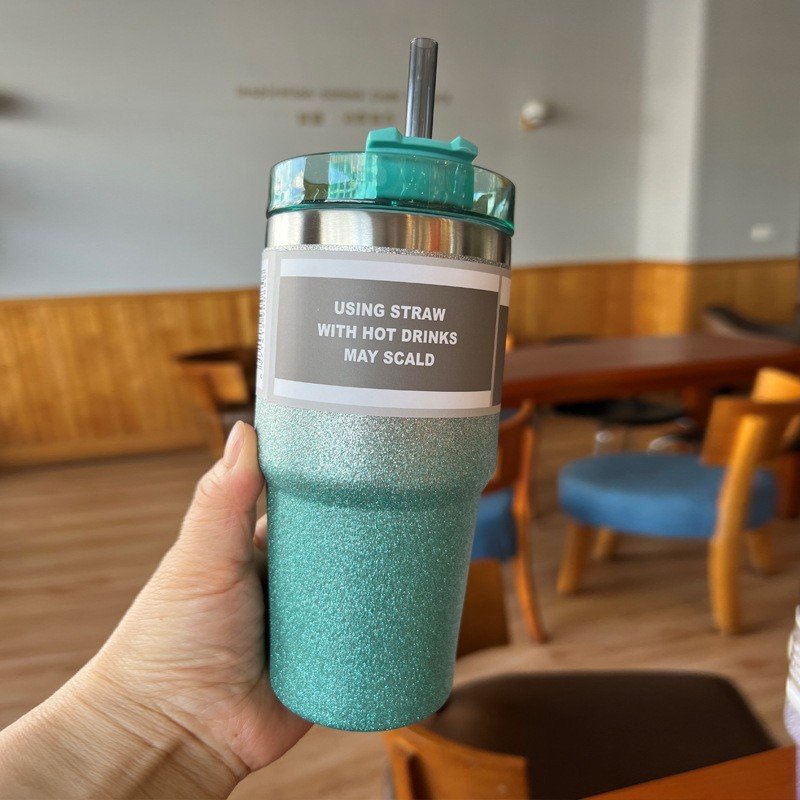 30oz Double Walled Stainless Steel Vacuum Insulation Diamond Coffee Tumbler For Driving Camping Vacuum Travel Mug Cup