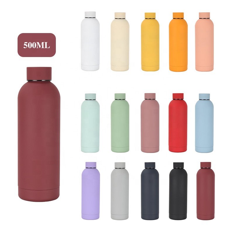 Factory 500ML Custom Logo Coffee Milk Drinking Insulated Stainless Steel Water Bottle Rose Gold Vacuum Flask in stock