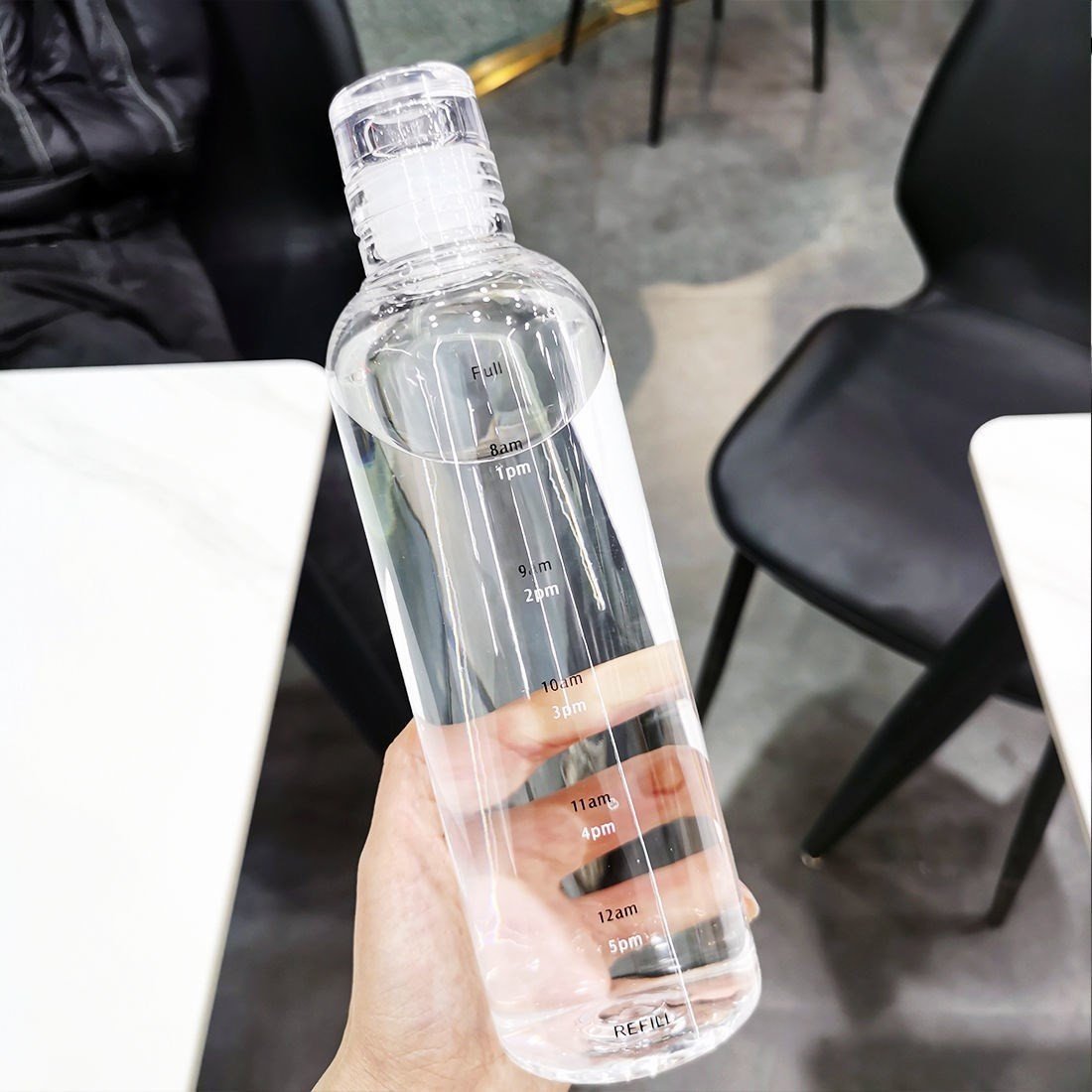 ins simple transparent 450ml 500ml 750ml plastic sports drinking water Bottle with scale display