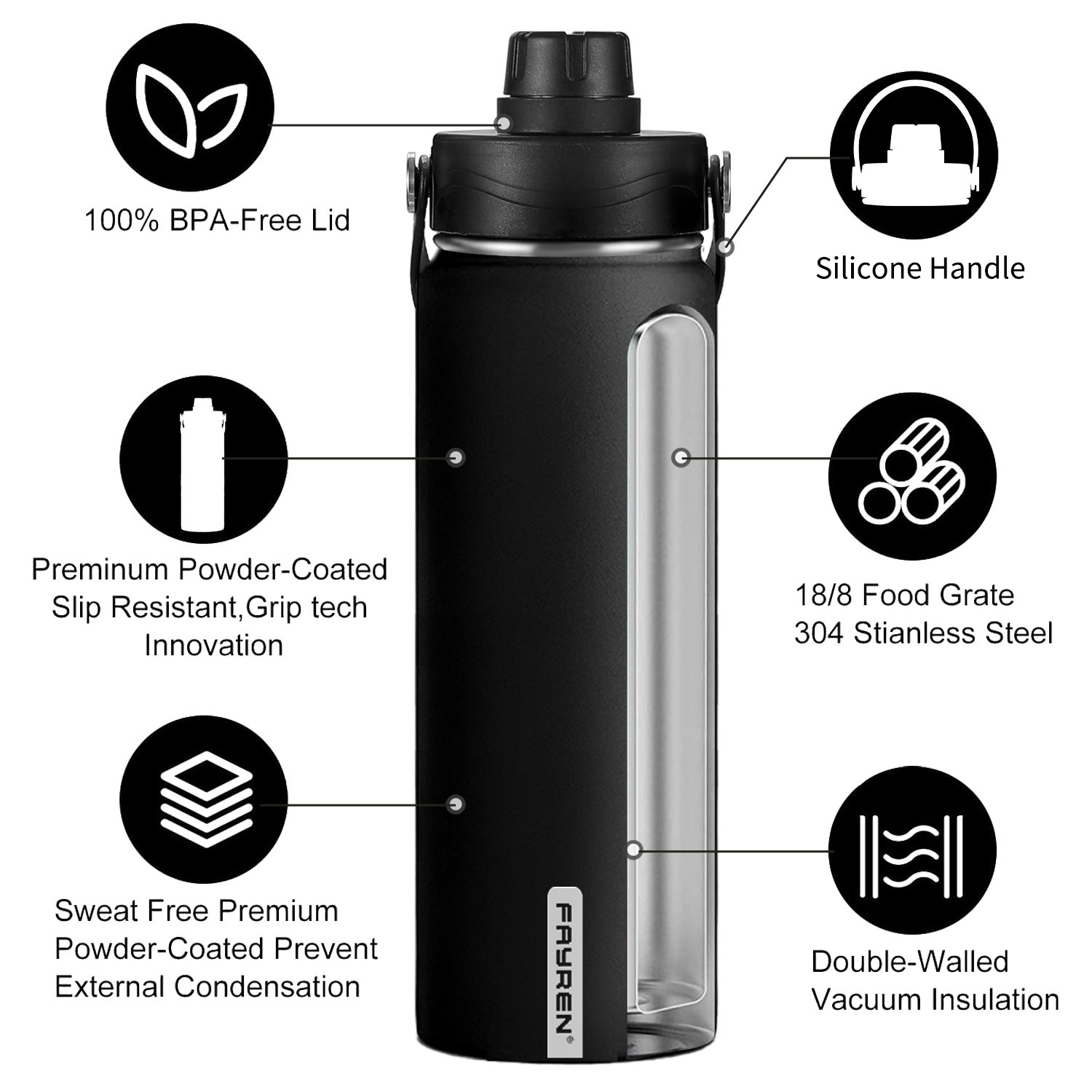 500ML 950ML 1200ML double wall vacuum flask insulated stainless steel water bottle sports flask