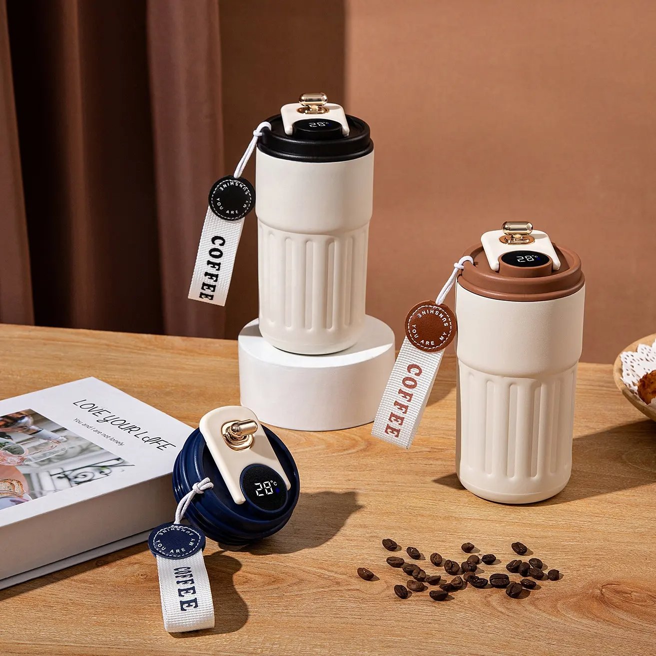 Travel Tumbler Mug Coffee Mug Double Wall Stainless Steel Insulated Coffee Cup Tumbler With Smart Led Temperature Display