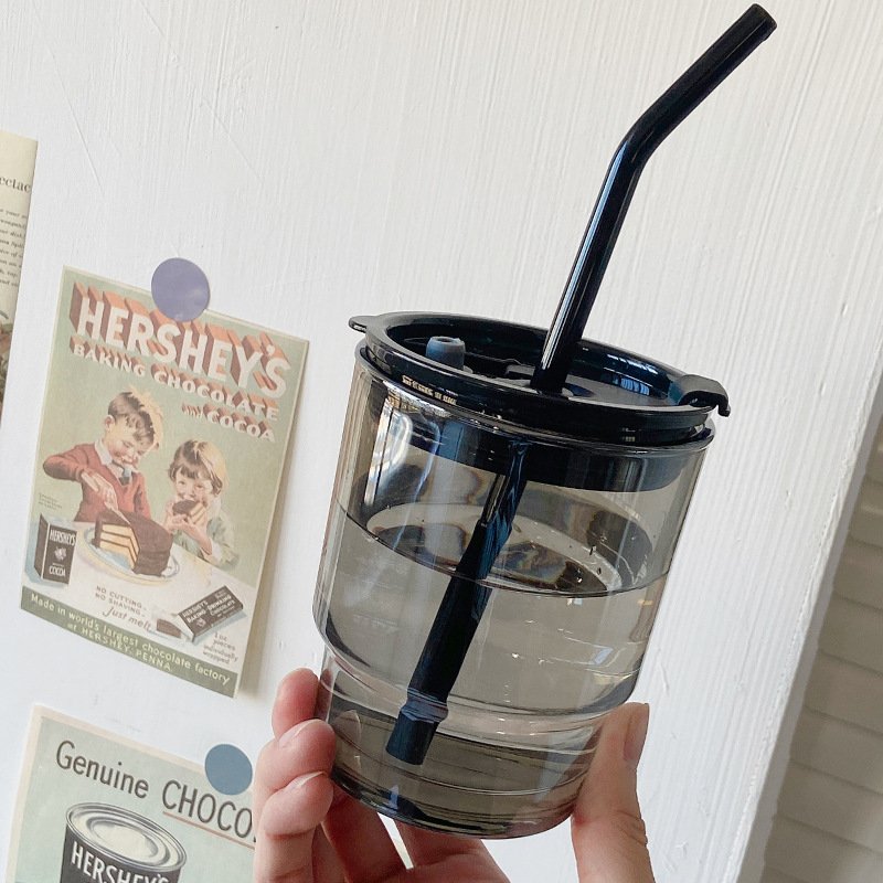 2024 Hot Seller Straight Blank Sublimation clear Transparent Coffee Glass Mug Cup Tumblers With Lid And Straw