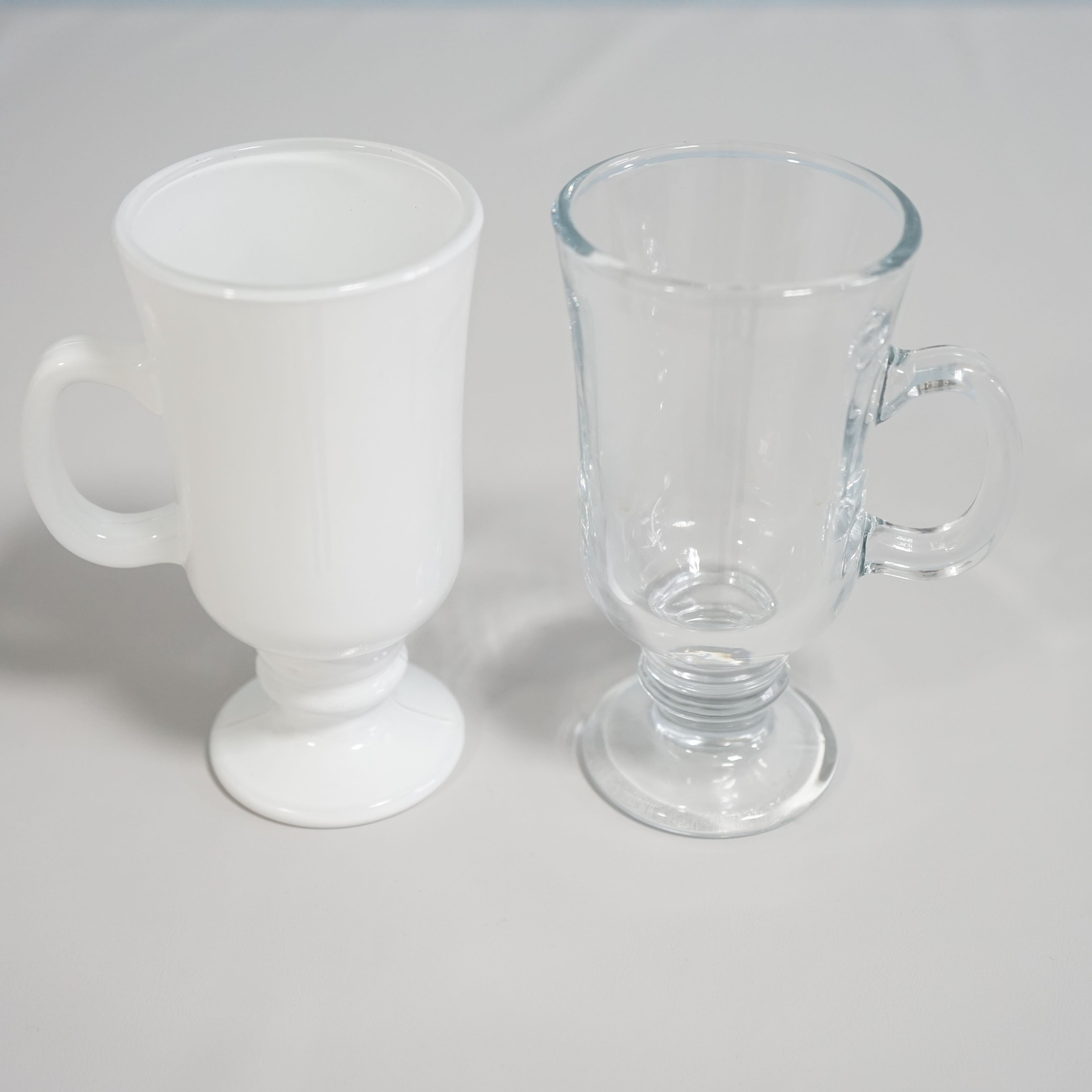 Wholesale 8oz Stemmed Clear Drinking Cups Vintage Irish Latte Coffee Glass Mug With Handle
