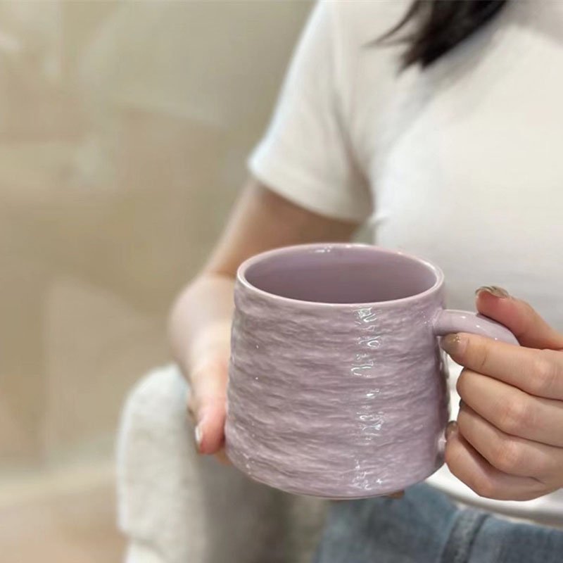Korean ins style handmade irregular hand pinch stone pattern mug high appearance level mug