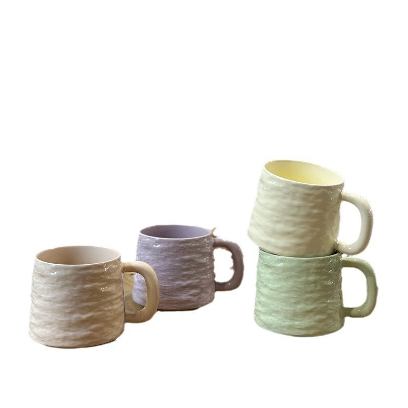 Korean ins style handmade irregular hand pinch stone pattern mug high appearance level mug