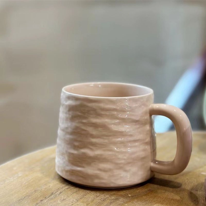 Korean ins style handmade irregular hand pinch stone pattern mug high appearance level mug