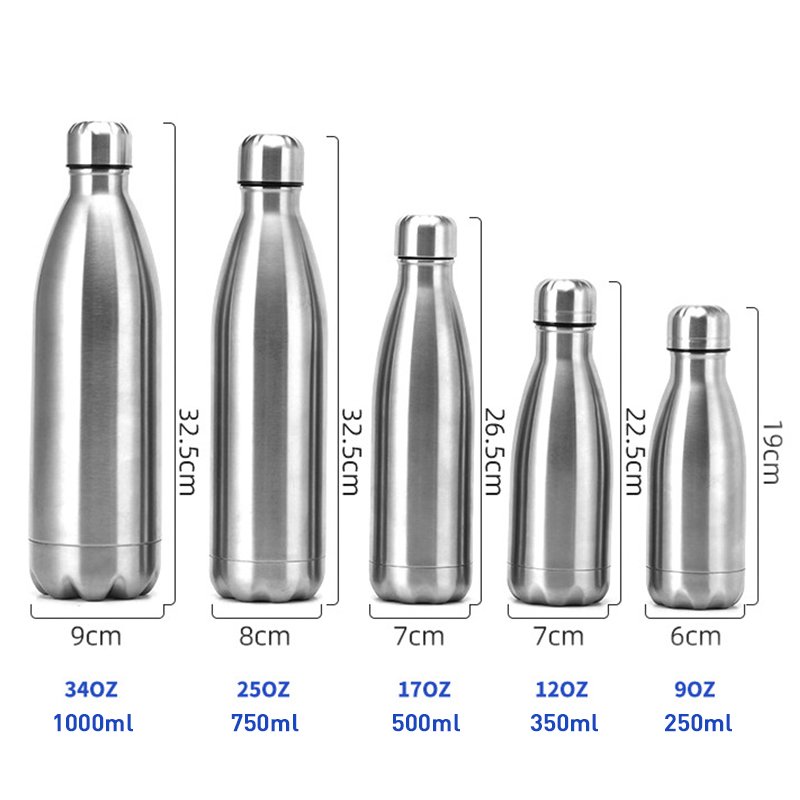 Custom Logo 350ml 500ml 750ml 1000ml Double wall Stainless Steel Thermos Insulated Water Bottle cola shape bottle vacuum flask