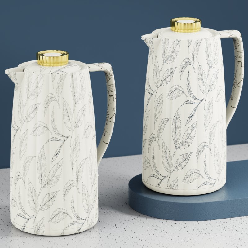 New Arrival vacuum flask Kettle Plastic Body Customize Pattern 1.0L Glass Refill with Pink Brewing thermal jug
