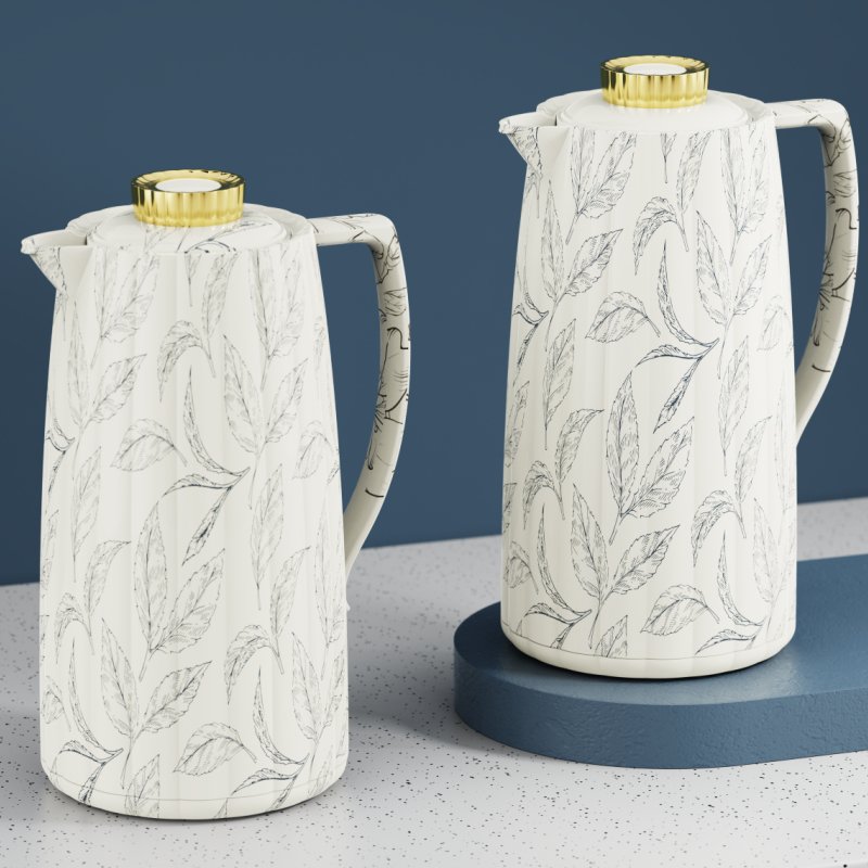 New Arrival vacuum flask Kettle Plastic Body Customize Pattern 1.0L Glass Refill with Pink Brewing thermal jug