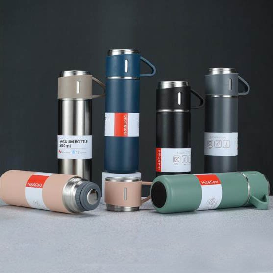 Fba Top Seller In Stock Water Bottles Stainless Steel Thermos Insulated Vacuum Double Wall Flasks Gift Set With Three Lid