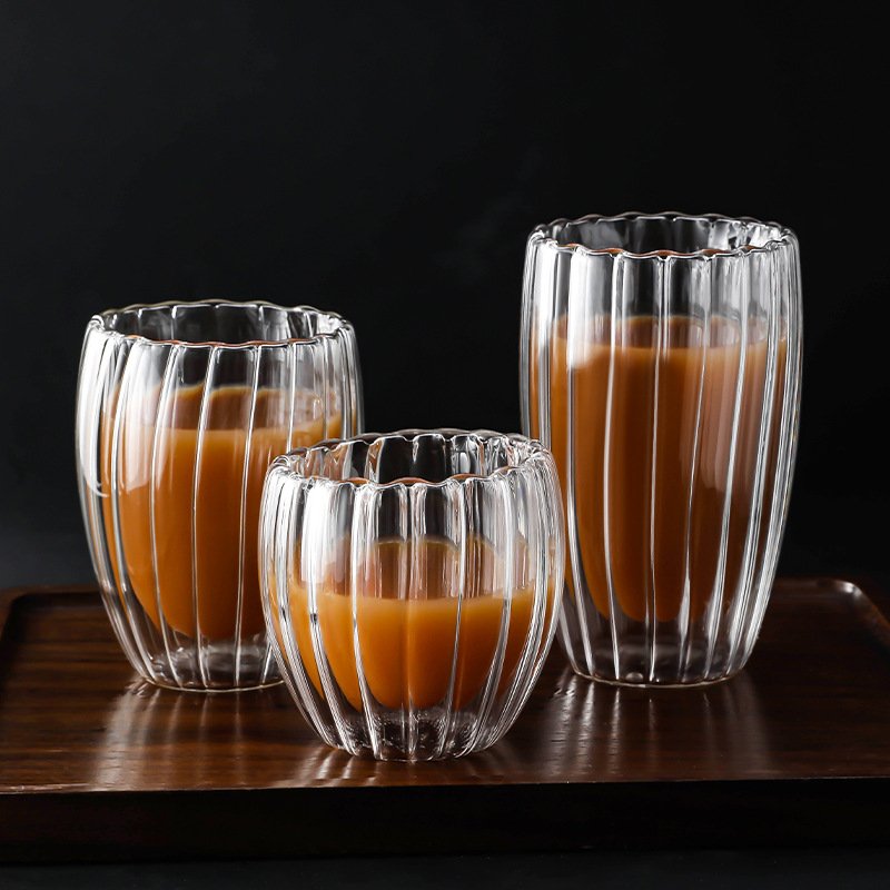 2024 Wholesale glassware heat resistant coffee glass mugs double wall glass cup clear glass mug without handle