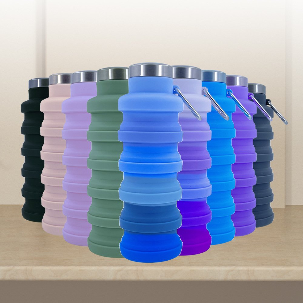 YY0325 foldable water bottle sellers Food Gradel 550ml Silicone Soft Reusable Portable Travel collapsible water bottle