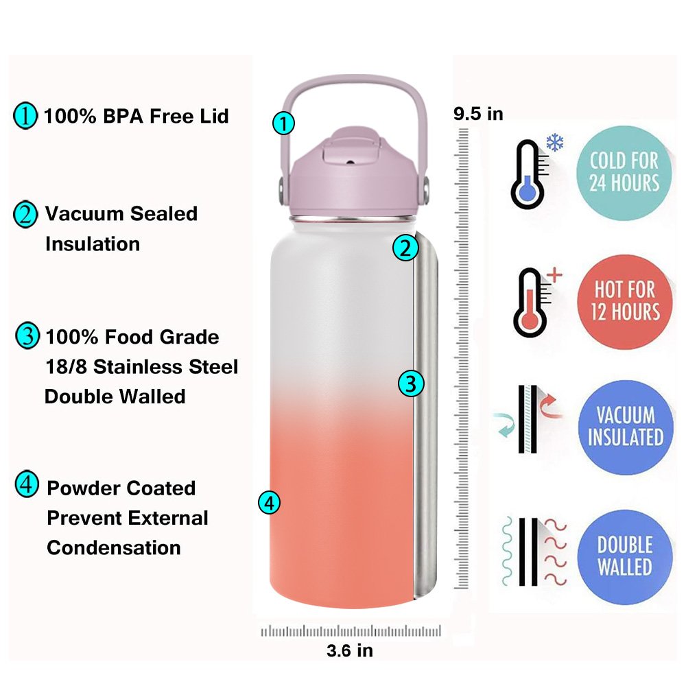 Insulated Water Bottle Customized logo BPA Free Double Wall vacuum flask stainless steel Insulated Sports Water Bottles