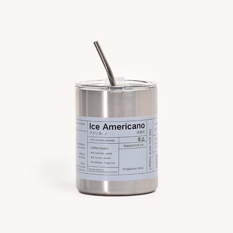 Hot Sale 304 stainless steel vacuum double layer mug with straw Mug Stainless Steel Insulated Vacuum coffee Tumbler