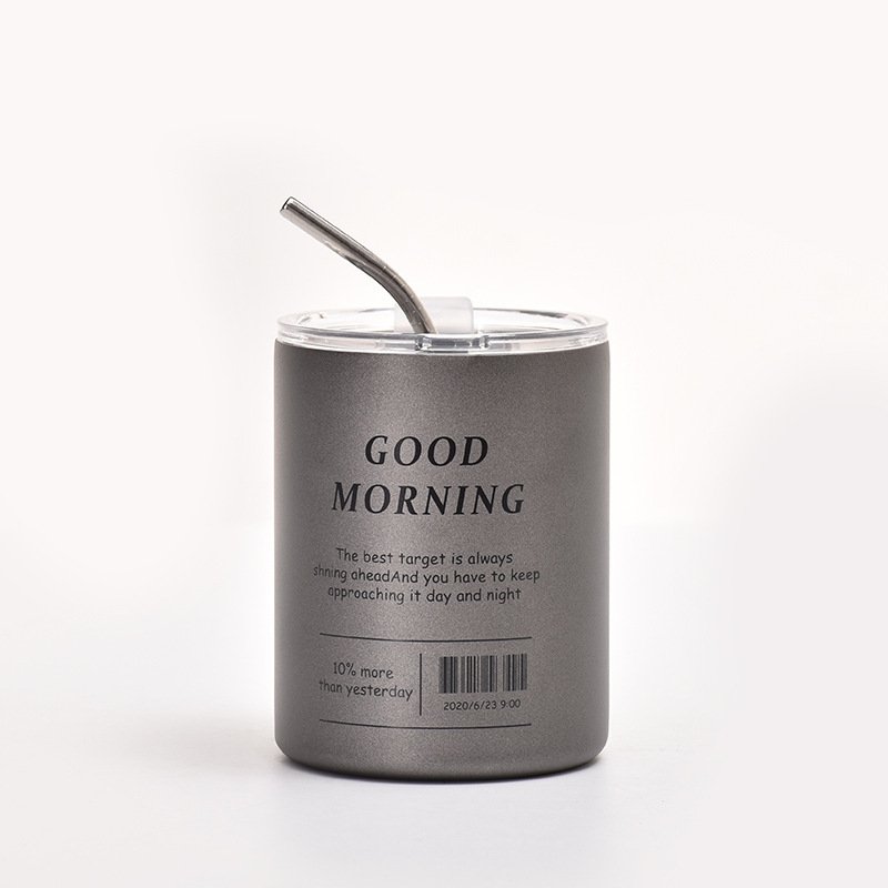 Hot Sale 304 stainless steel vacuum double layer mug with straw Mug Stainless Steel Insulated Vacuum coffee Tumbler