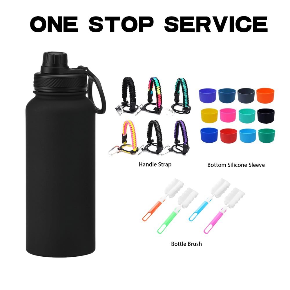 Custom Logo 32 oz 2 Lids Stainless Steel Vacuum Flask Insulated Reusable Sports Water Bottle Straw with Lid