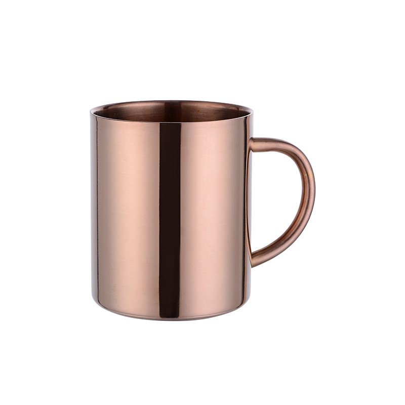 simple custom 400ml copper-plated golden stainless steel insulated personalized metal coffee mug with handle