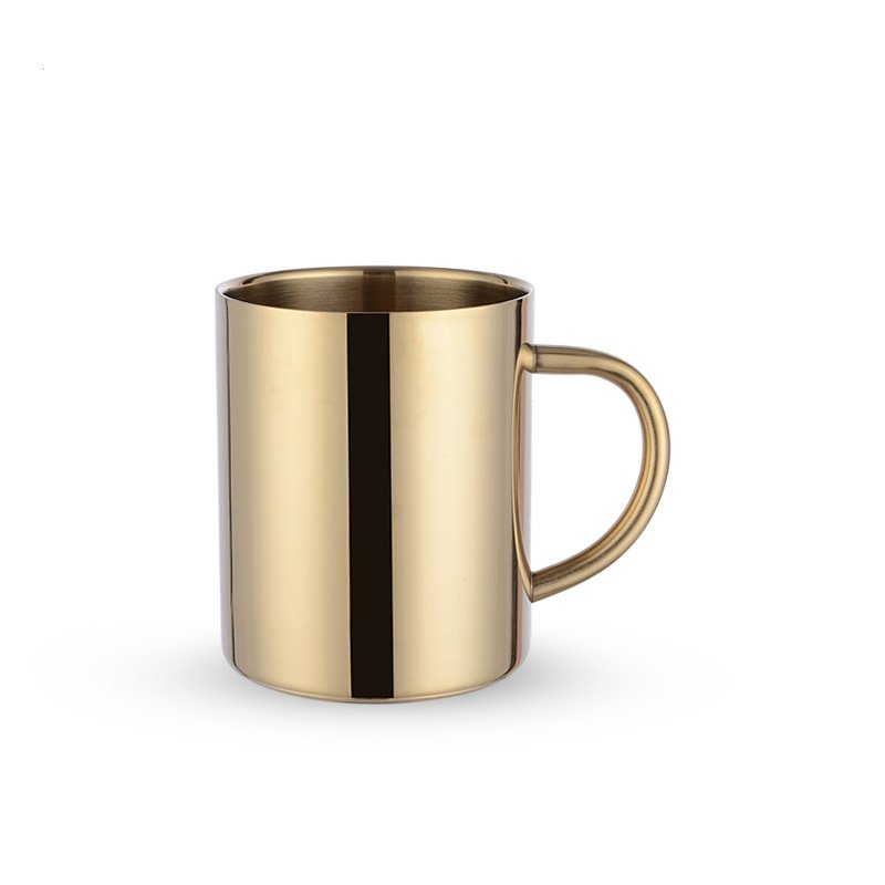 simple custom 400ml copper-plated golden stainless steel insulated personalized metal coffee mug with handle