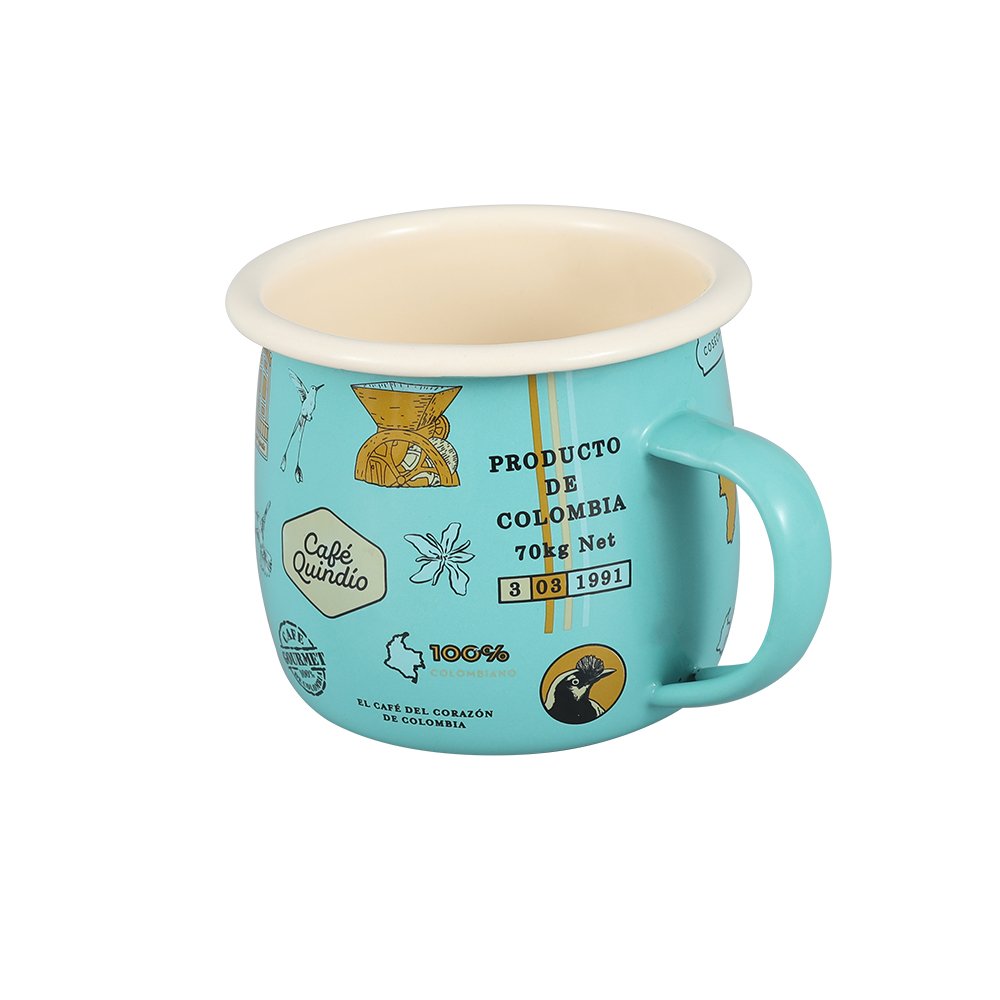 Wholesale Coffee Drinking Cups Customized Printed Enamel Belly Mugs for Camping
