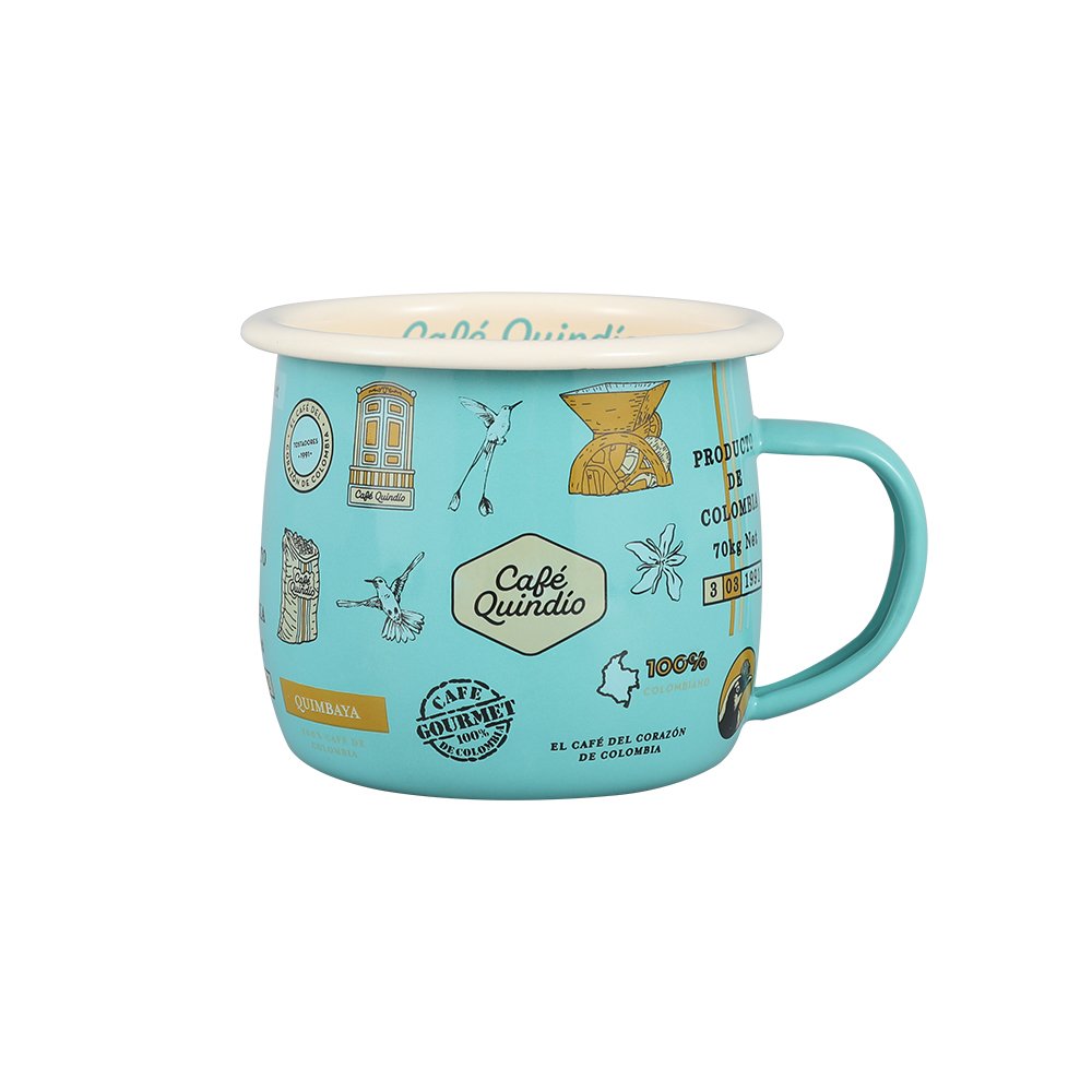 Wholesale Coffee Drinking Cups Customized Printed Enamel Belly Mugs for Camping