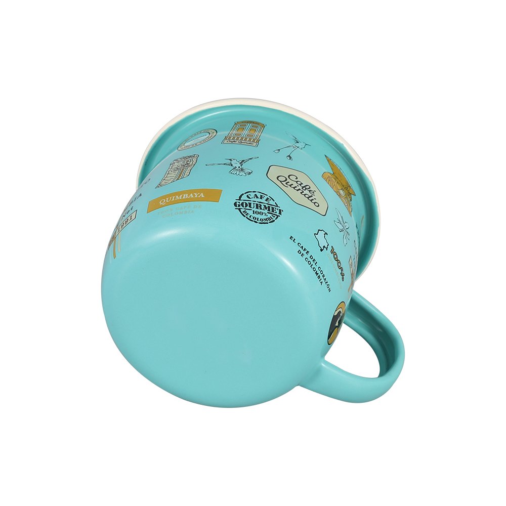 Wholesale Coffee Drinking Cups Customized Printed Enamel Belly Mugs for Camping