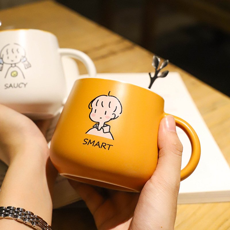 Business wholesale cute couple drinking coffee mug gift creative cup student office small fresh ceramic cups in stock