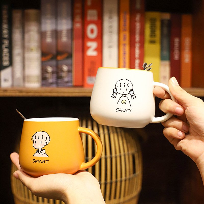 Business wholesale cute couple drinking coffee mug gift creative cup student office small fresh ceramic cups in stock