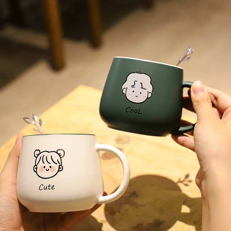 Business wholesale cute couple drinking coffee mug gift creative cup student office small fresh ceramic cups in stock