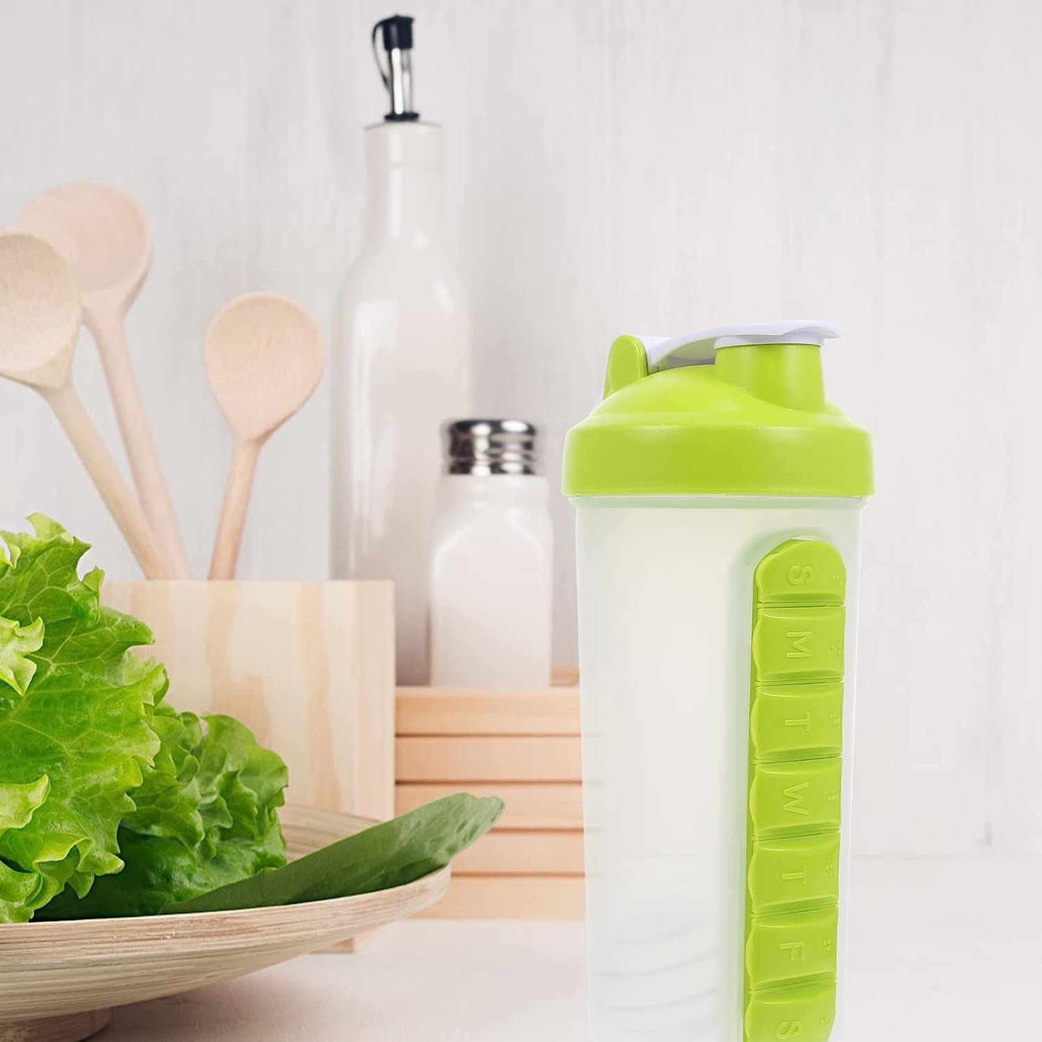 BPA Free Plastic Water Bottle Healifty 7 Day Pill Box Organizer Portable Inserted Pill Case Bottle for Outdoor