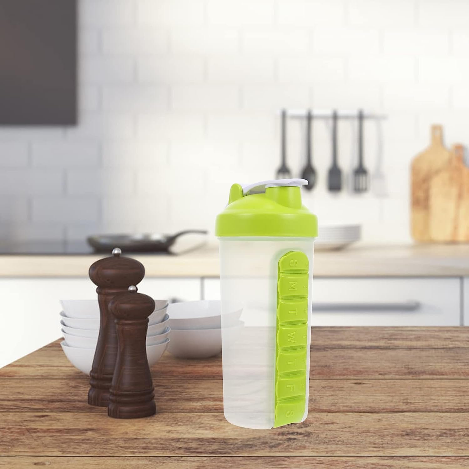 BPA Free Plastic Water Bottle Healifty 7 Day Pill Box Organizer Portable Inserted Pill Case Bottle for Outdoor
