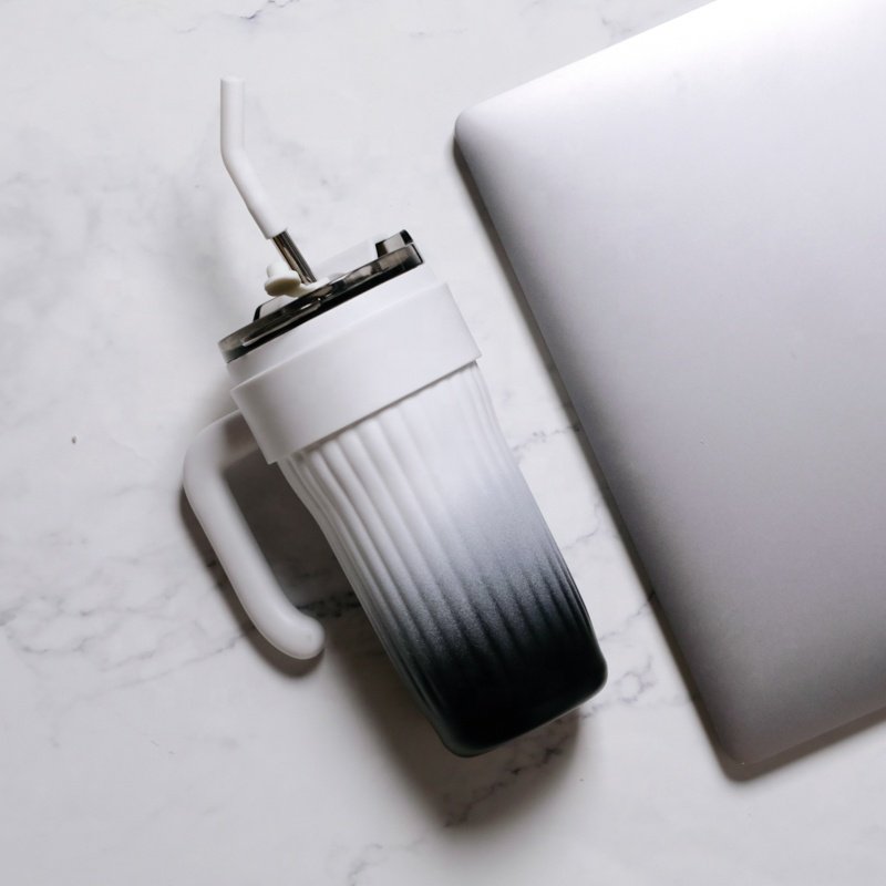 Travel Iced Coffee Cup Outdoor Mugs Insulated Stainless Steel Double Wall Water Bottle Tumbler with Handle and Straw Lid