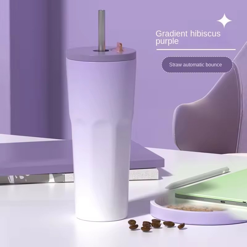 Trending New Stainless Steel Tumbler Mug With Lids Gifts Lover Thermos Coffee Cup Straw Tea Bottle Travel Thermal Mug Drink Cup