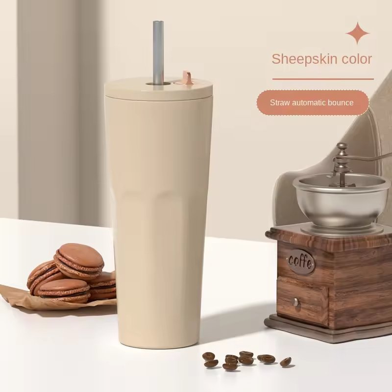 Trending New Stainless Steel Tumbler Mug With Lids Gifts Lover Thermos Coffee Cup Straw Tea Bottle Travel Thermal Mug Drink Cup