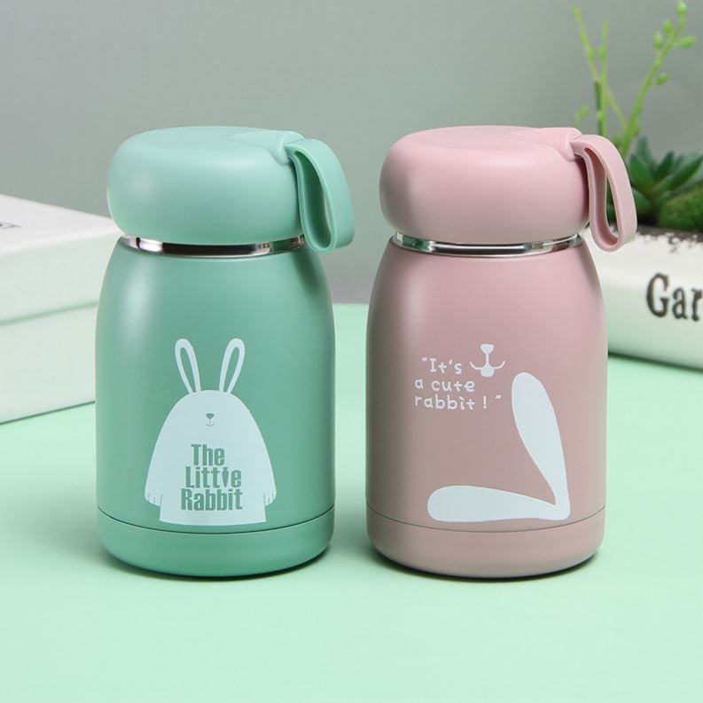 Mini Creative Rabbit Design Stainless Steel Water Bottle Custom Cute Thermos Vacuum Flasks Insulated Tumbler Cup With Lid