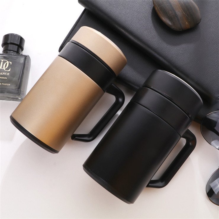 Wholesale Insulated 500ml 304 Stainless Steel Tea Coffee Warmer Mug Cup Custom Logo With Handle